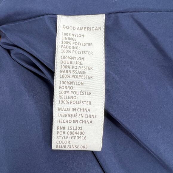 Good American Womens Iridescent Quilted Hooded Puffer Jacket in Blue Size Medium - Picture 16 of 16